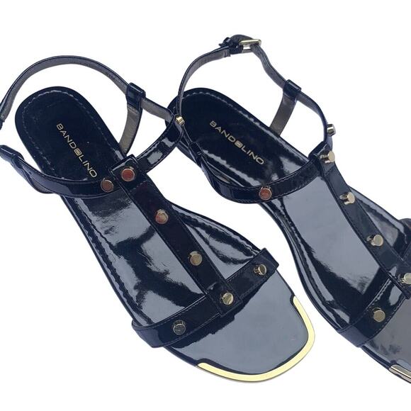 New Bandolino 8.5 Black Gold Accent Trim Sandals BDTAOS Taos 1541 Women’s size - Picture 5 of 12